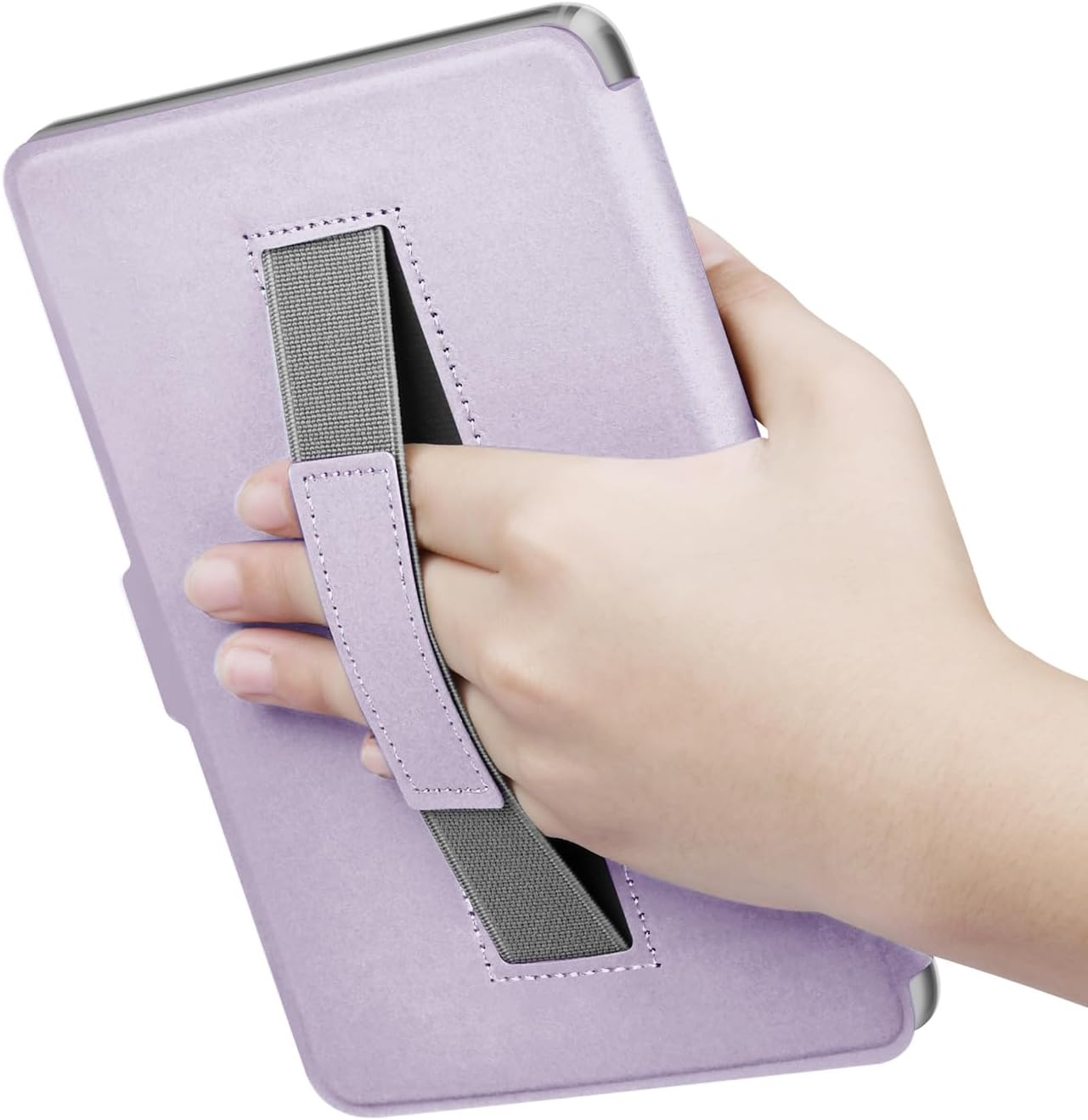 Case for 6" Kobo Clara Colour 2024 Released, Ultra Clear Soft Light Transparent TPU Back Cover with Hand Strap, Auto Wake/Sleep (Light Purple)