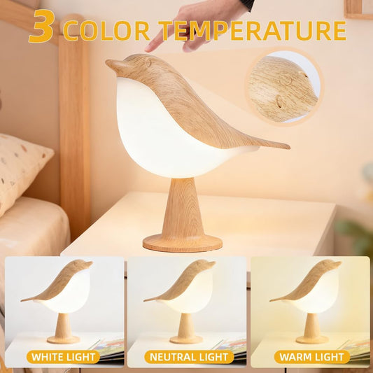 Bird Cordless Table Lamp, Small Cordless Bedside Lamp with 3 Color Temperature, Touch Sensor & Rechargeable Battery - Night Light for Kids, Bedroom, Bedside (Light+Dark)
