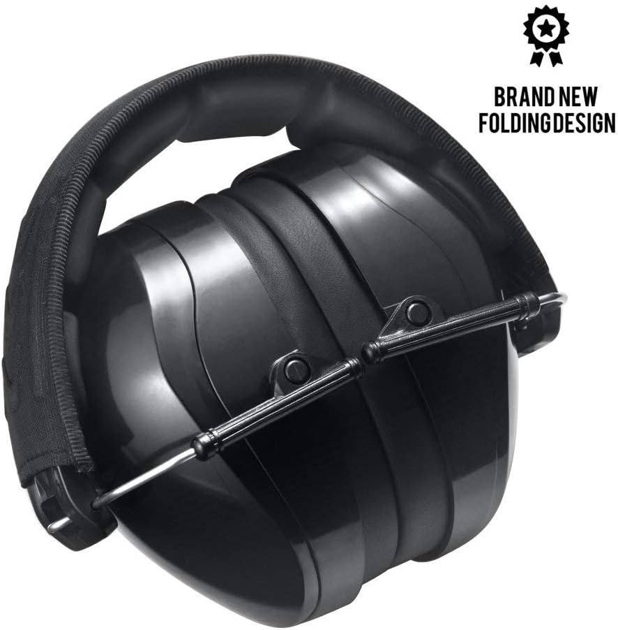Pro For Sho All Terrain Safety Ear Protection - Larger Size Foldable Ear Muffs Lighter Weight & Maximum Hearing Protection