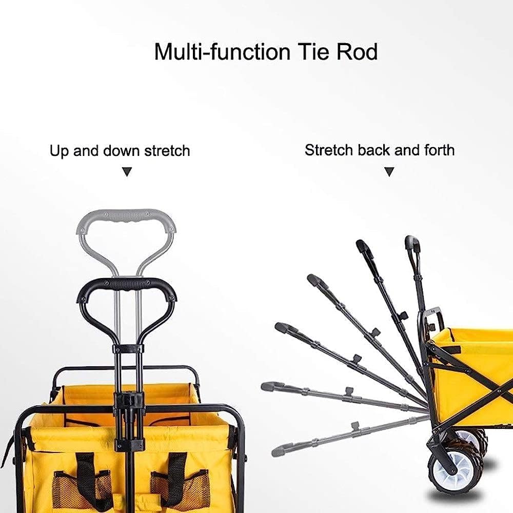 Handcart, Folding Portable Shopping Cart Multifunction Trolley Cart, Garden Heavy Duty Wagon, Push-Pull Cart for Outdoor/Camping/Fishing/Mall, Load: 60Kg