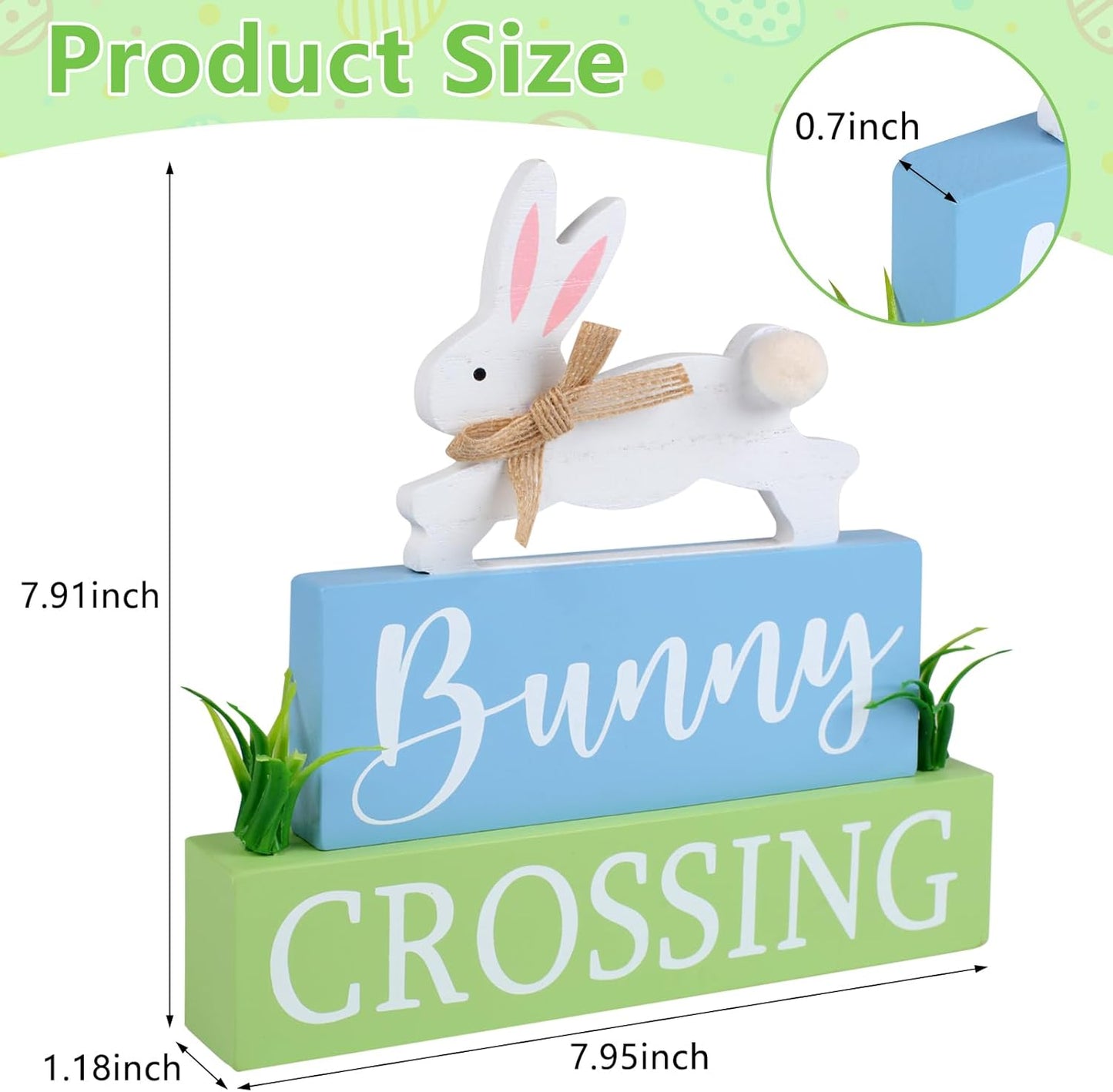 Easter Wooden Decorations, Bunny and Crossing Signs with Rustic Design, Spring Holiday Home Decor