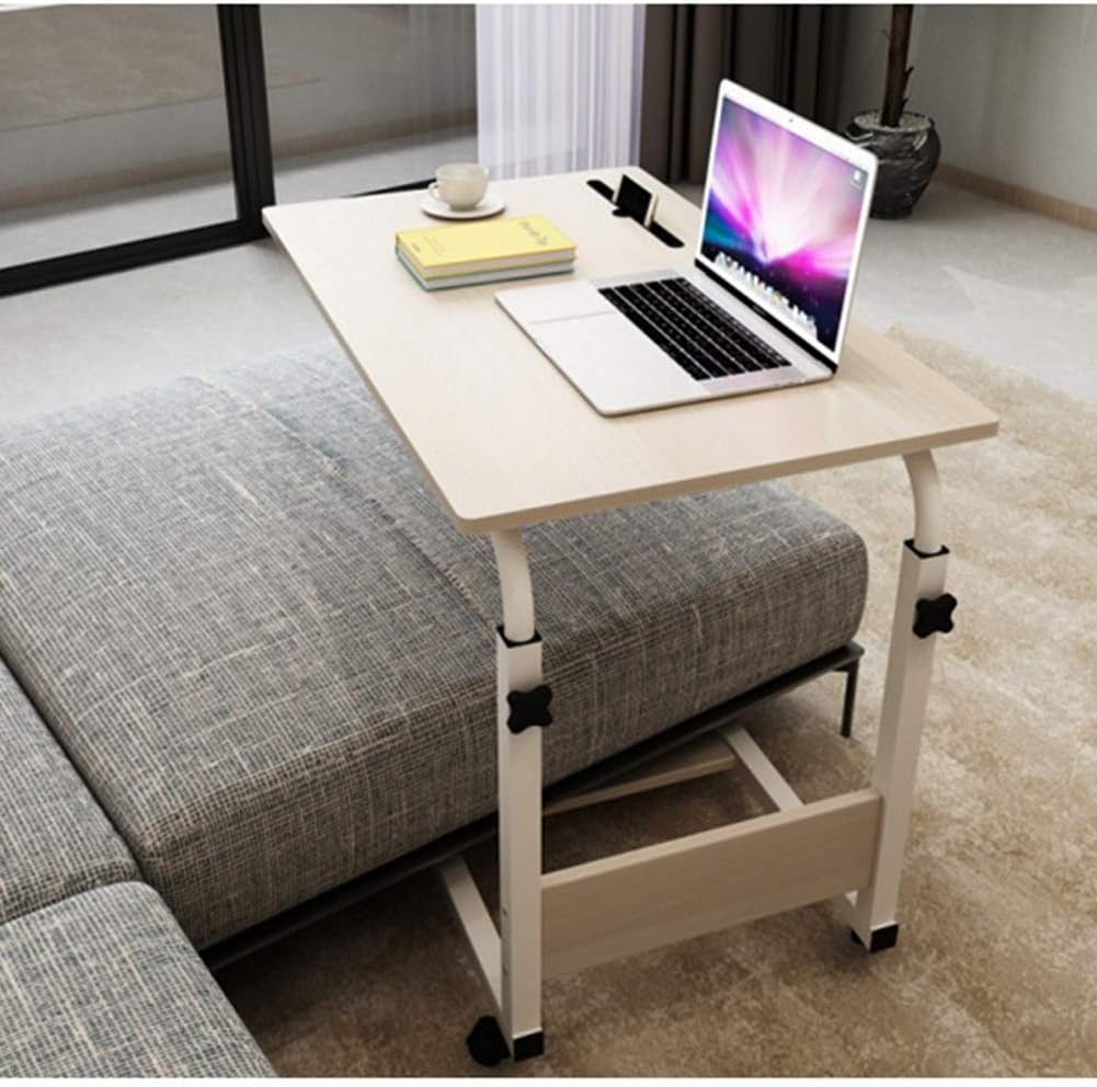 Adjustable Overbed Table with Lockable Wheels - Rolling Bedside Eating Tray for Elderly, Bedridden - Height Adjustable Medical Table for Reading
