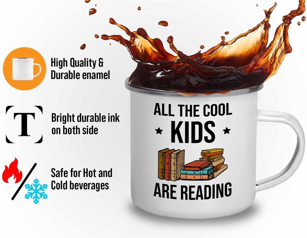 Reading Bookworm Camper Mug 12oz - All The Cool Kids Are Reading - Reading Reader Book Worm I Know Things Book Addict Book Lover Bookish Novelist Librarian Writer