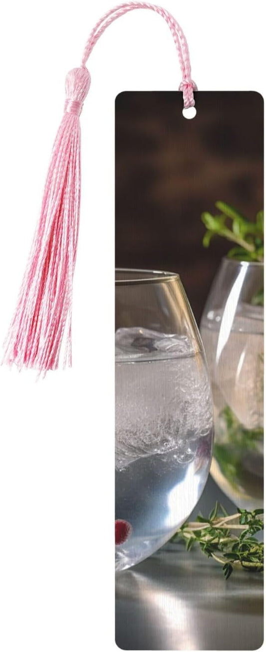 Pair It with Bold Drinks Bookmarks Gifts for Women Men, Wooden Bookmarks for Book Lovers, Vintage Book Marks Ornaments with Tassel, Unique Personalized Reading Page Markers Pink