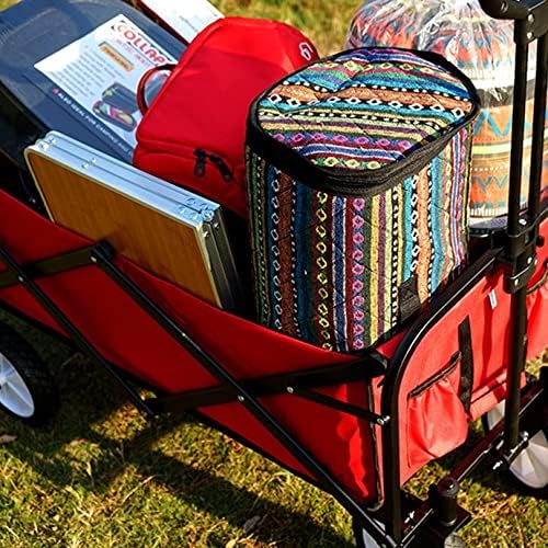 Portable Utility Wagon Home Garden Wagon Cart with Storage Basket Folding Cart Camping Cart Outdoor Wagon 4 Wheels Beach Trolley (Color : Black)