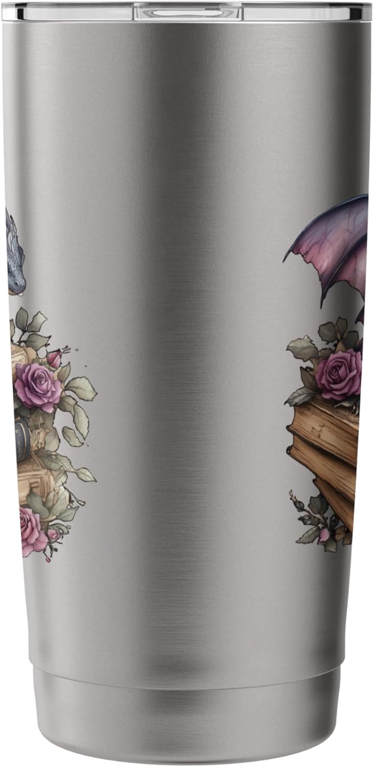 Fantasy Book Lover Bookworm Dragon Readers Reading Stainless Steel Insulated Tumbler