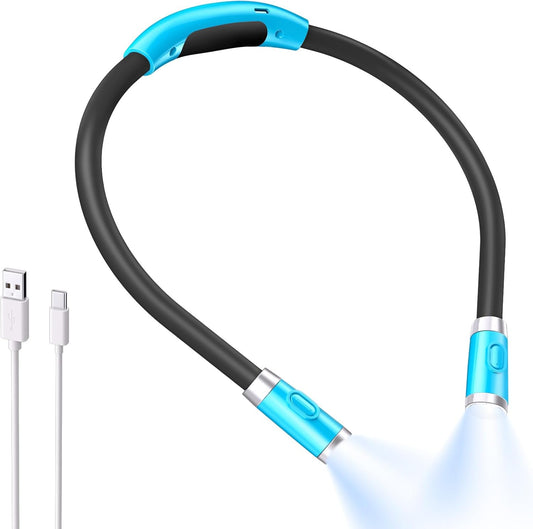 LUXJET Neck Reading Light & Book Light for Reading in Bed - Hands Free, 6 Brightness Levels, 360° Flexible Arms, 80-Hour Rechargeable - Reading, Knitting, Camping, Repairing - Gifts for Book Lovers