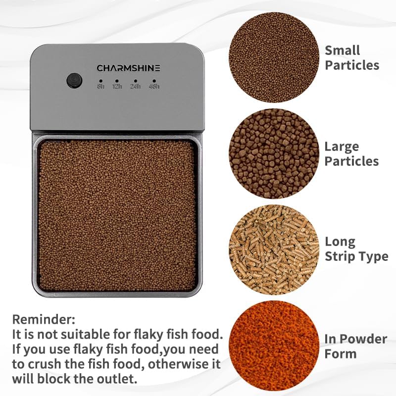 100ml Automatic Feeder for Aquarium Vacation Timer for Fish Tank Food Adjustable Auto Fish Feeder Dispenser for Pellets Strips 8/12/24/48H Timer Battery Operated(Not Included)