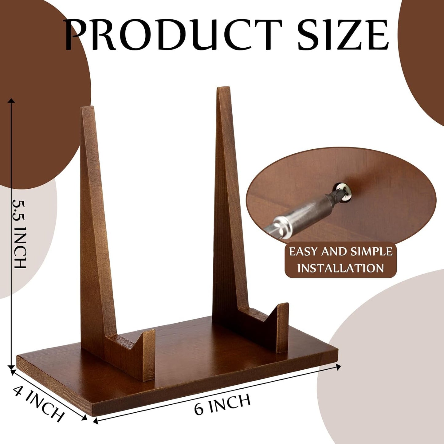 RattanView 1 Pcs Wood Plate Stand for Display 5.9 Inch Plate Holder Display Frame Picture Photo Card Tabletop Decorative Stand