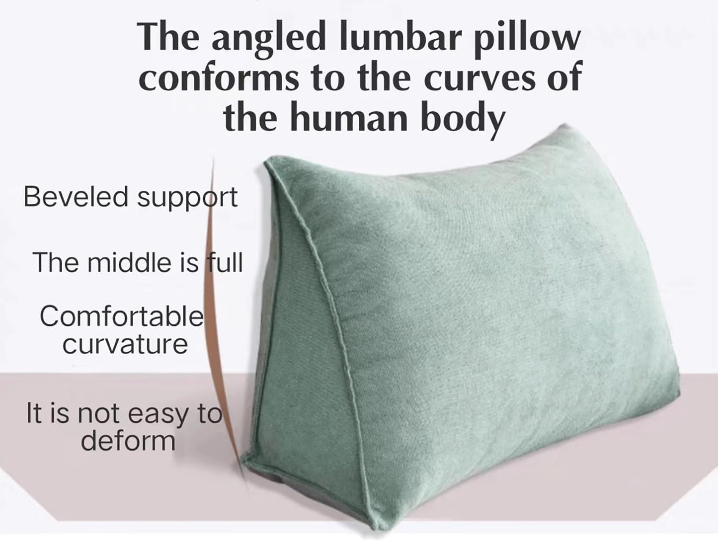 Soft Triangle Backrest Pillow for Bed - Washable Bolster Cushion for Sitting Up, Perfect Lumbar Support for Daybed and Relaxation. (Purple 100x35x20cm)