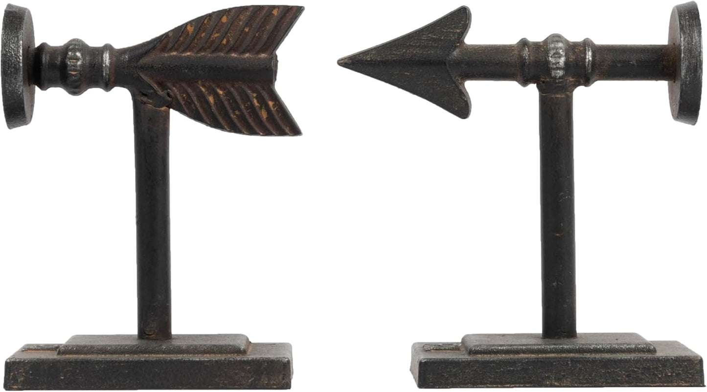 Creative Co-Op Bronze Arrow Shaped Cast Iron Bookends (Set of 2 Pieces)