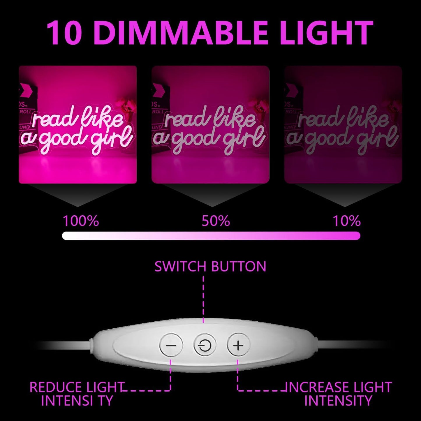 Read Like a Good Girl Neon Sign for Wall Decor Led Sign for Home Library Dimmable Reading Neon Light Up Signs for Reading Room Bookshelf Decorations Gifts for Book Lover Bookworm