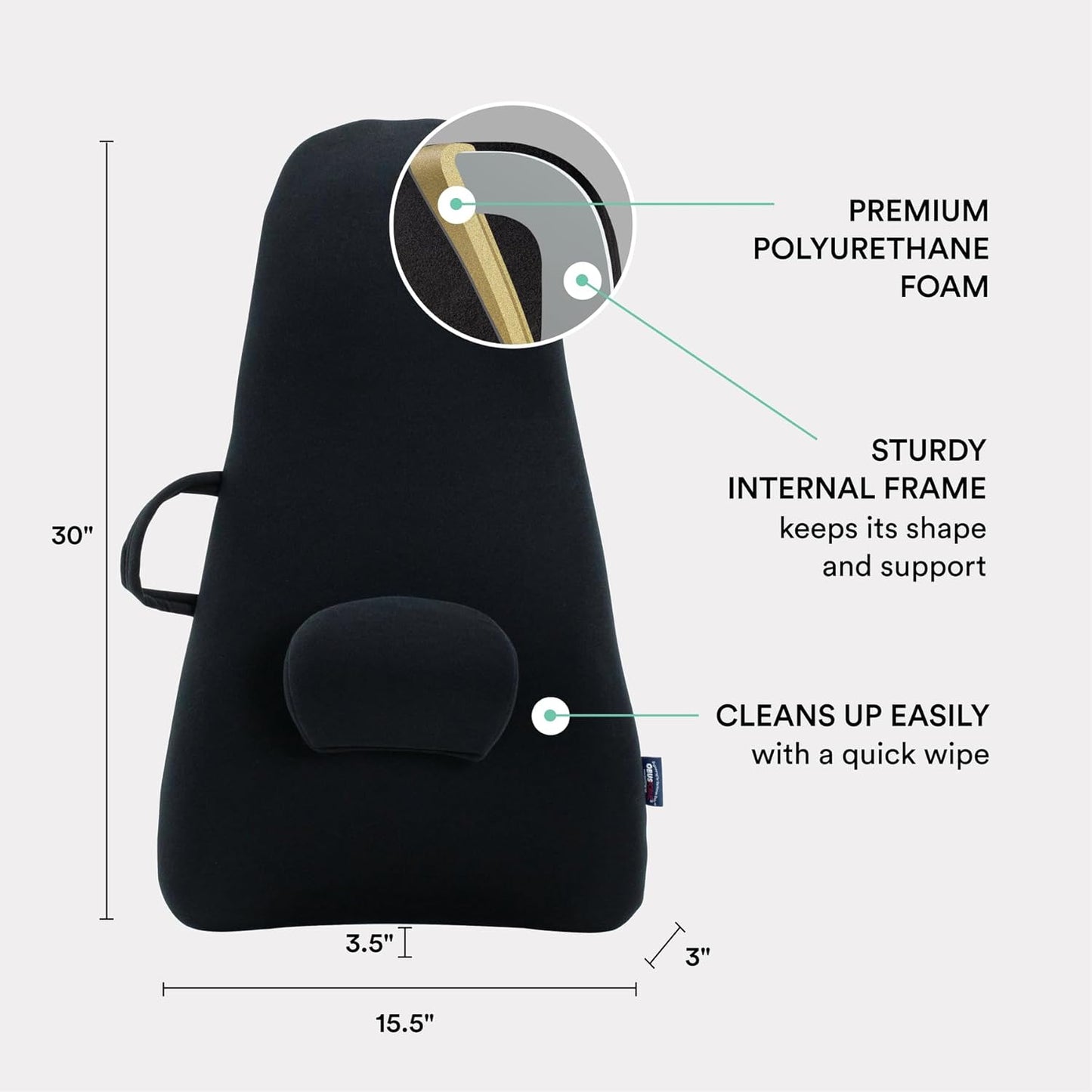 ObusForme Highback Backrest Support - Extra Tall Padded Seat Cushion and Lumbar Support Pillow, Portable Posture Support with Soft and Durable Foam