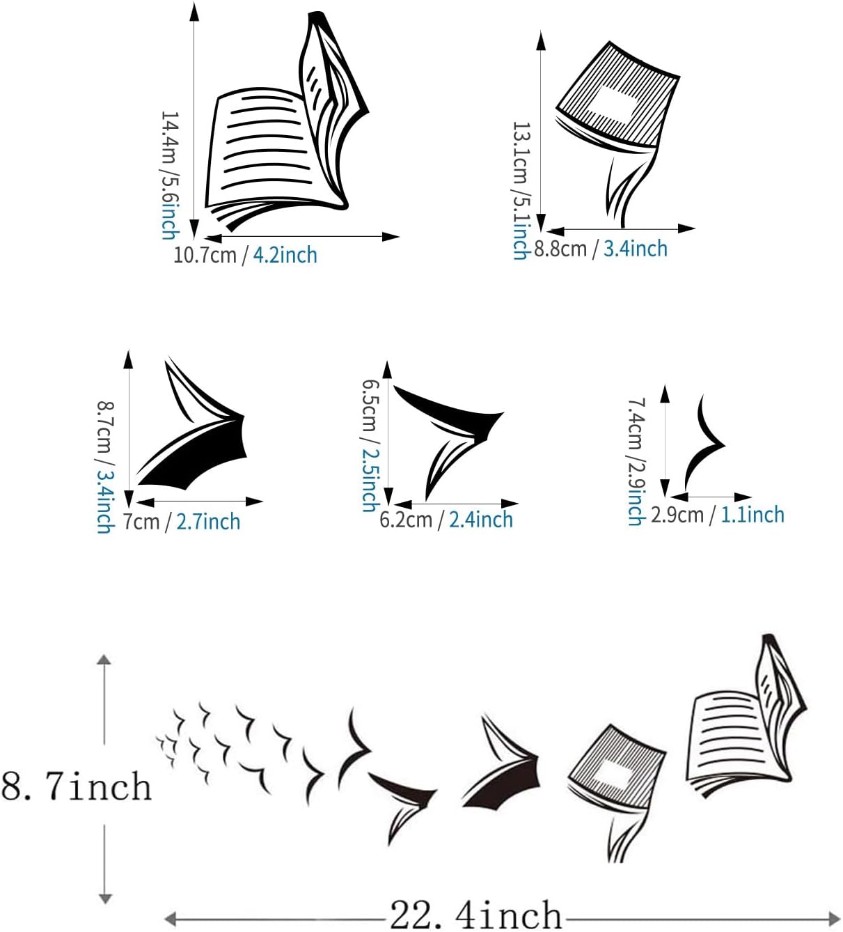 ADECALS Open Book Wall Sticker Reading Wall Art