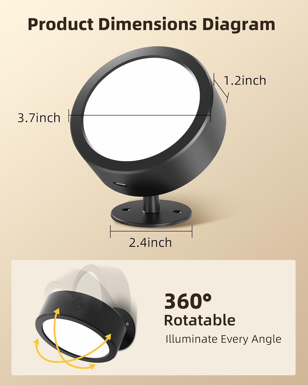 EZVALO LED Wall Mounted Lights, 5500mAh Rechargeable Wall Sconces Lamp, 3 Color Temps & Remote and Touch Control, 360°Rotation Dimmable Cordless Wall Light for Bedroom Reading Study Bedside (2 Pack)