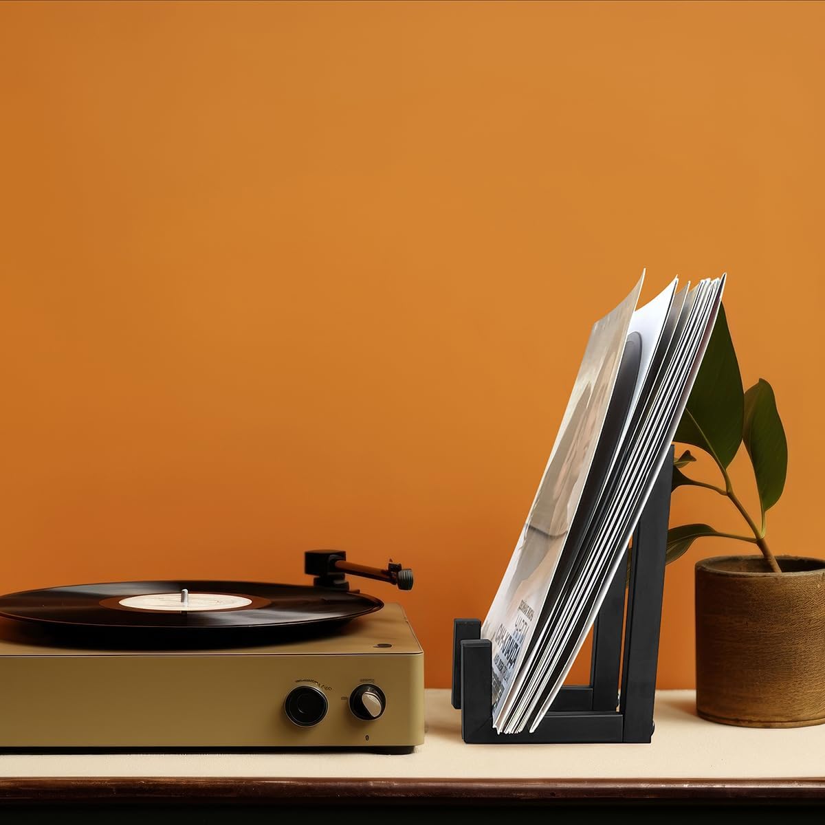 Vinyl Record Holder Stand, Metal Easel Display Stand, Iron Picture Stand for Display, Black LP Record Display Stand, Plate Holder Picture Stands for Display, Retro Style Album Holder (1 in Black)