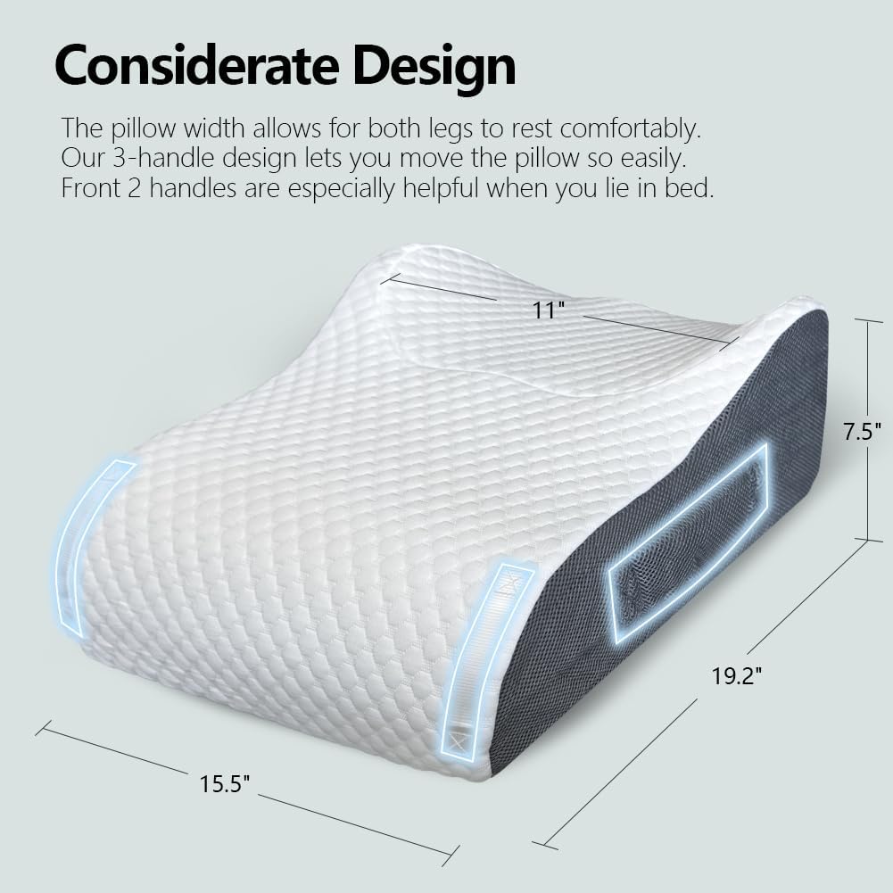 Leg Elevating Pillow Leg Elevation Pillow for Legs/Knee/Ankle Post Surgery Memory Foam Cooling Fabric Eases Legs/Feet/Calves Pressure Speeds Post Surgery Recovery