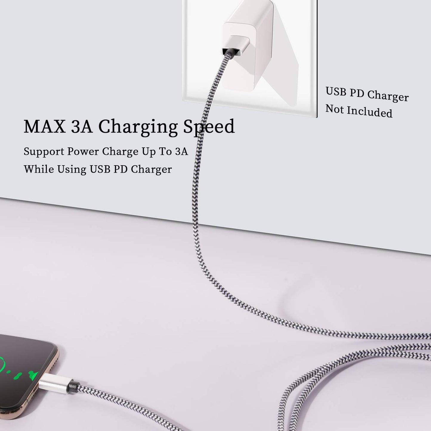 USB Type c Cable, 5 Pack (6FT) Nylon Braided USB C Cables 3A Fast Charging Charger for Samsung Galaxy S9/S8 Note8/9 20 10 S21 S20 S10 Plus C Cord