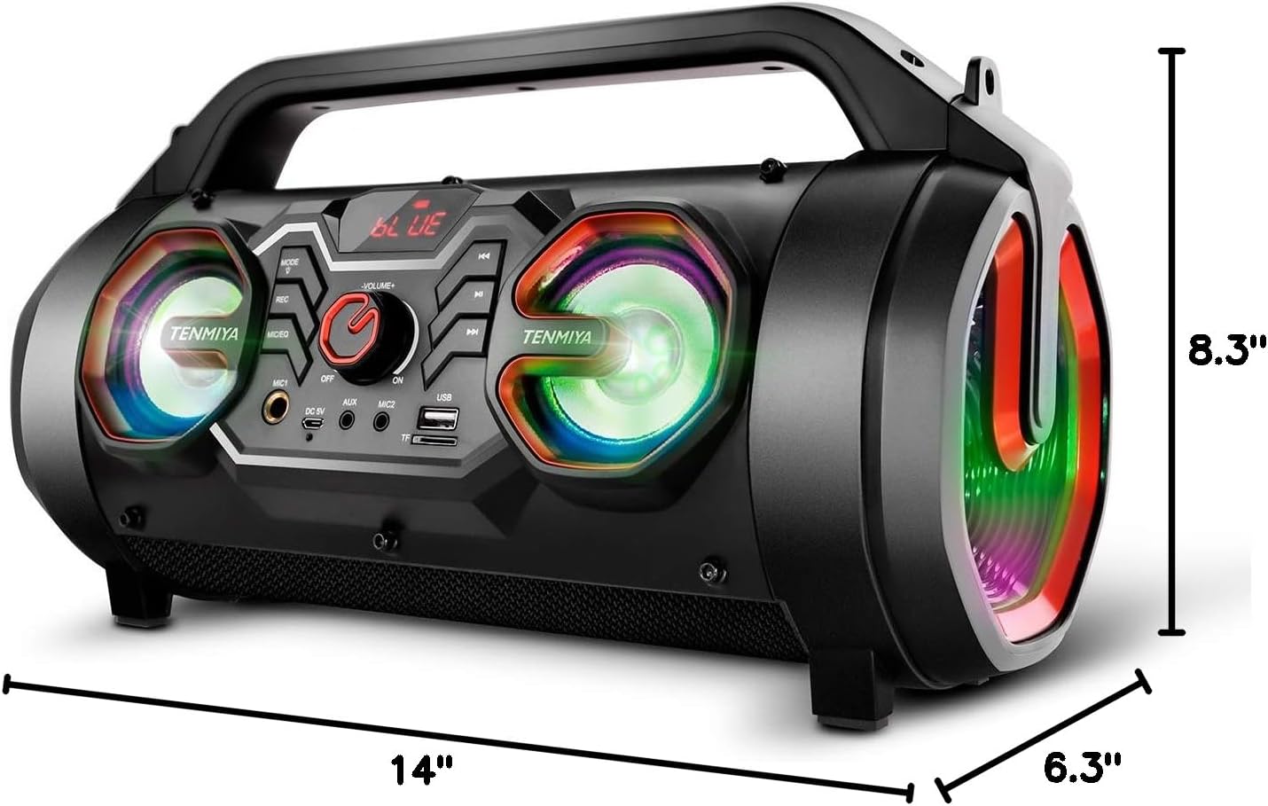 Portable Bluetooth Speaker with Subwoofer, Wireless Speakers with Booming Bass, FM Radio, RGB Lights, EQ, Stereo Sound, 10H Playtime, 30W Loud Speaker for Home, Outdoor, Party, Travel, Camping, Gifts