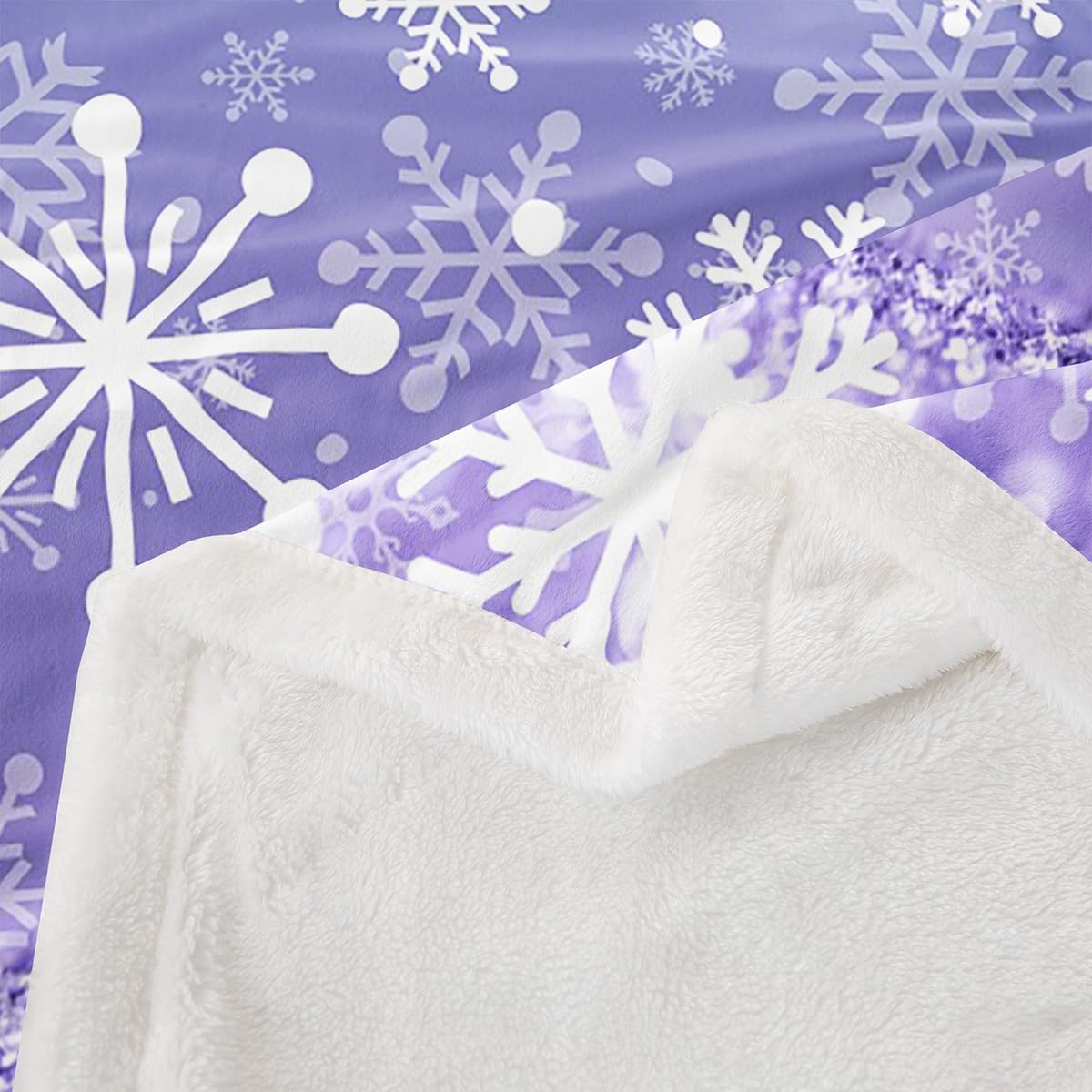 Feelyou Blue and Purple Snowflake Fleece Throw Blanket Winter Snowflake Sherpa Blanket for Kids Women Men Plush Fuzzy Christmas 40"x50" Holiday New Year for Bed Couch Chair Living Room Bedroom Decor