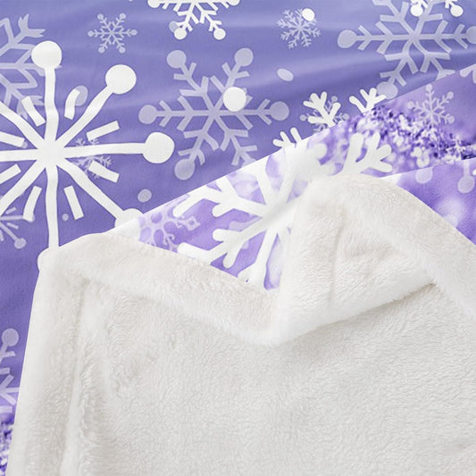 Feelyou Blue and Purple Snowflake Fleece Throw Blanket Winter Snowflake Sherpa Blanket for Kids Women Men Plush Fuzzy Christmas 40"x50" Holiday New Year for Bed Couch Chair Living Room Bedroom Decor