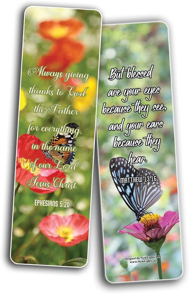 NewEights Bible Verses About Gratitude for Everyday Joy Bookmarks (12-Pack) - Daily Motivational Card Set – Collection Set Book Page Clippers – Ideal for Church Ministry Gifts for Boys and Girls