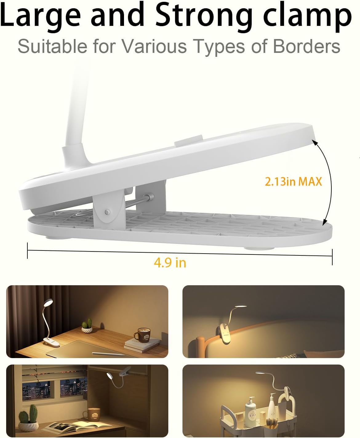 Diomart Rechargeable LED Desk Lamp, Clip on Dimmable Reading Light with Timer, Red Light Sleep Aid Bedside Lamp for Workbench, Kids, Studying, Home