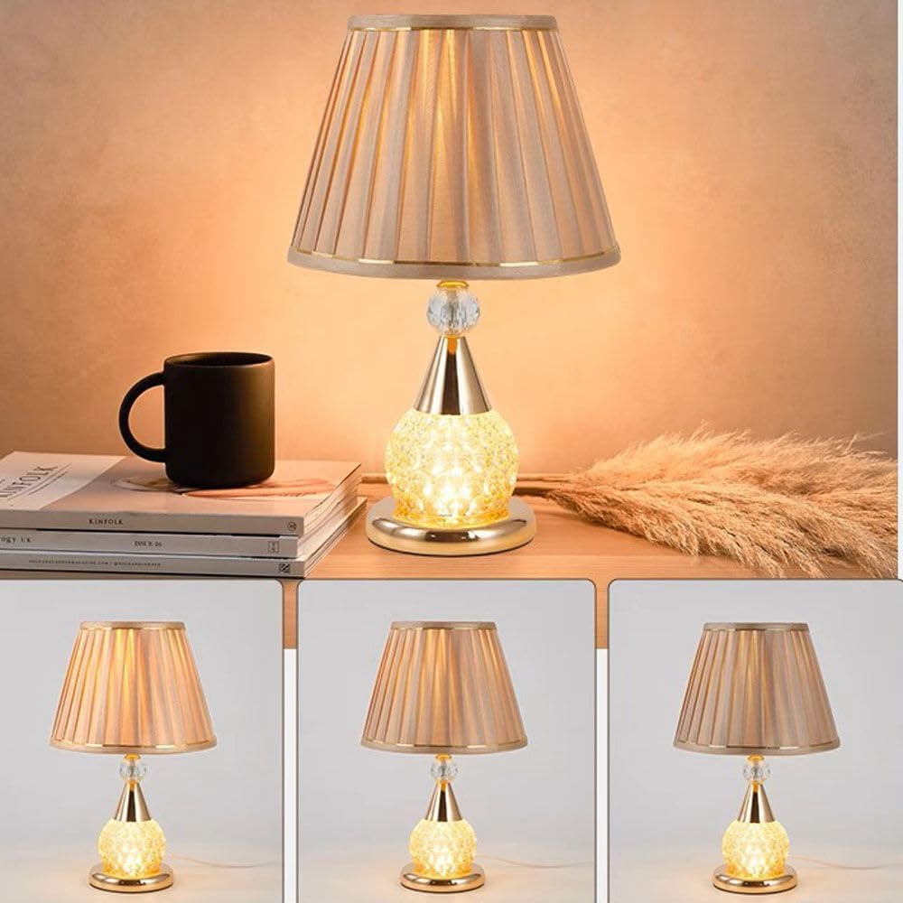 Bedroom Table Light Fabric Lampshade Tawny Glass body Study Room Desk Lamp Decorative House Table Lighting Fistures
