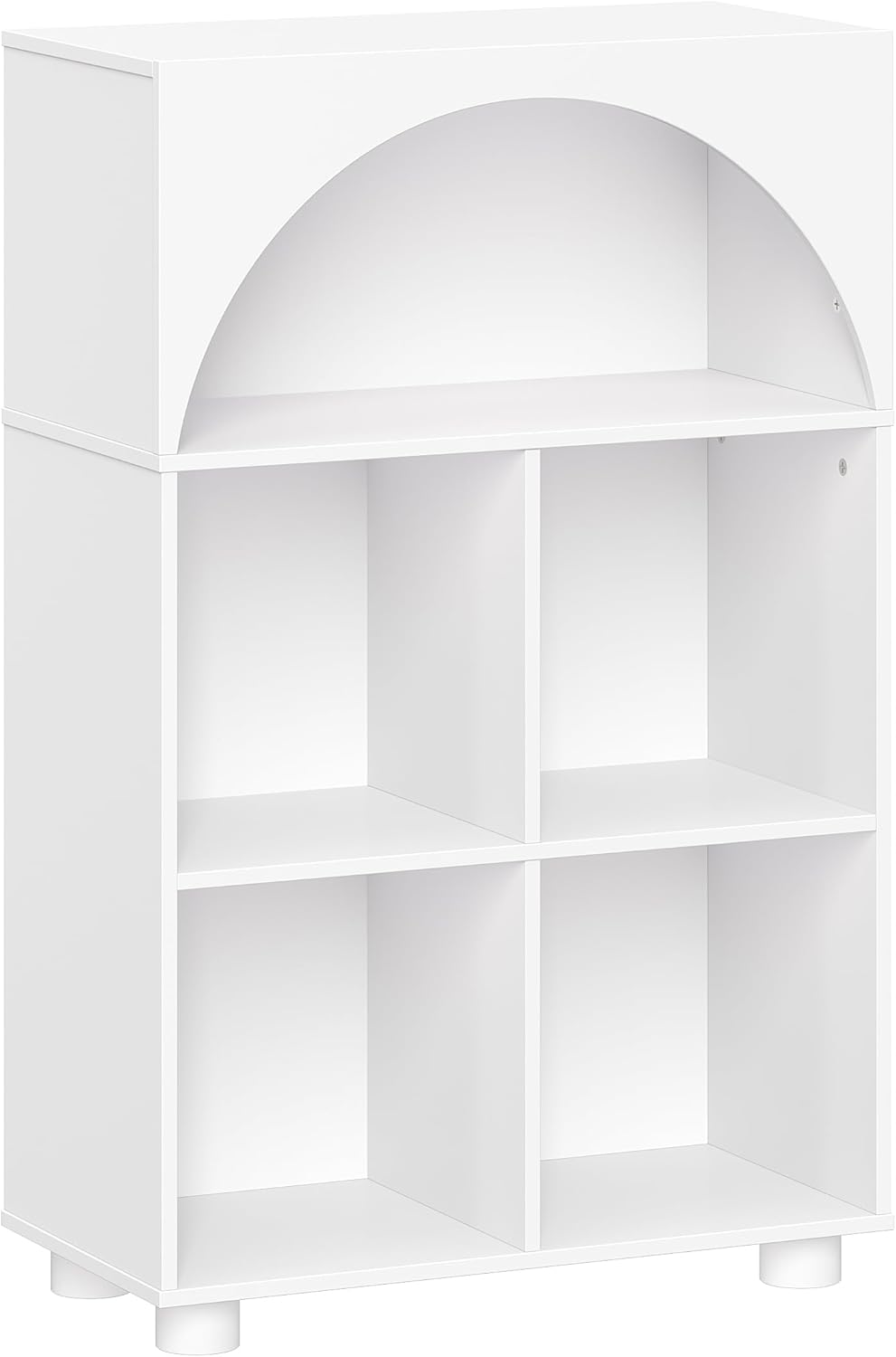 RiverRidge Kids Curve Appeal Bookcase with 4 Storage Cubbies - Modern Arched Design Toy Storage Organizer for Books & Playroom