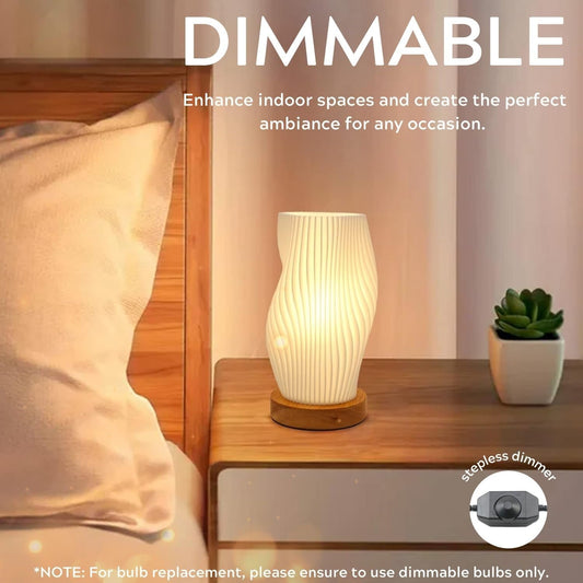 Zenply Dimmable Novelty Small Table Lamp for Bedroom, Vintage Style Striped Night Light, Mini Bedside Lamp for Small Space, Kids Room, Office, Dorm