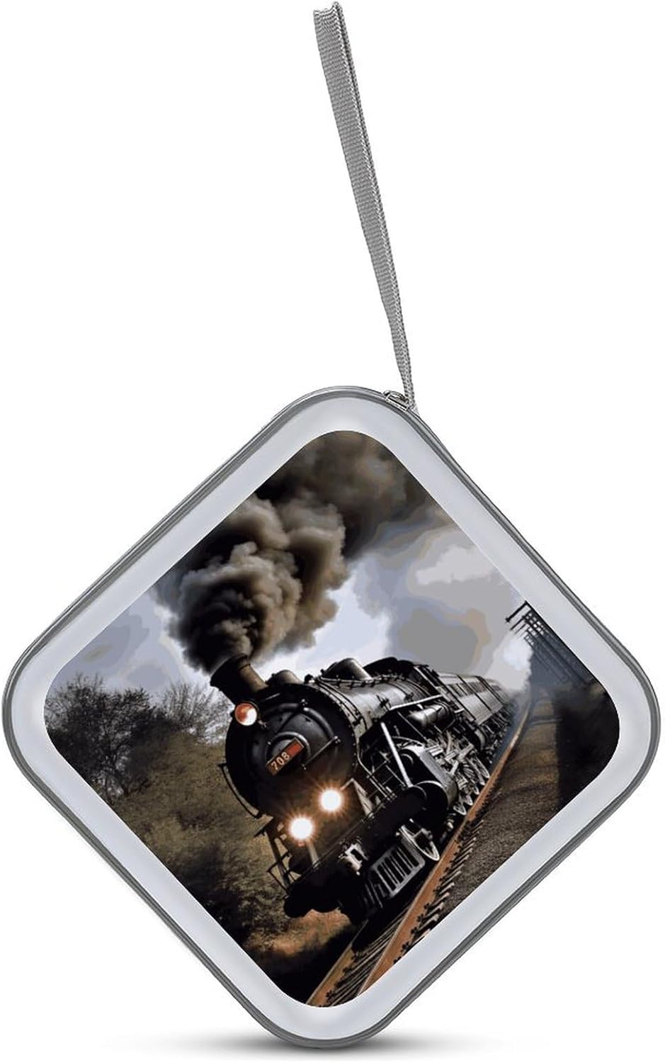 Steam Train CD Case 40 Capacity Case Zipper CD Collection Bag with Handles Cover DVD Storage Hard Plastic DVD Disc Cases Storage Binder for Car Home Office Travel