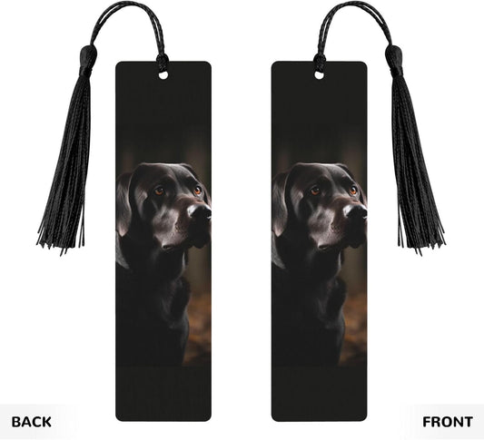 Black Labrador Bookmark Ornament, Wooden Bookmarks with Tassel, Book Mark for Book Lovers Page Markers Reading Gifts for Women Men Handmade Wood Bookmark Tag Label