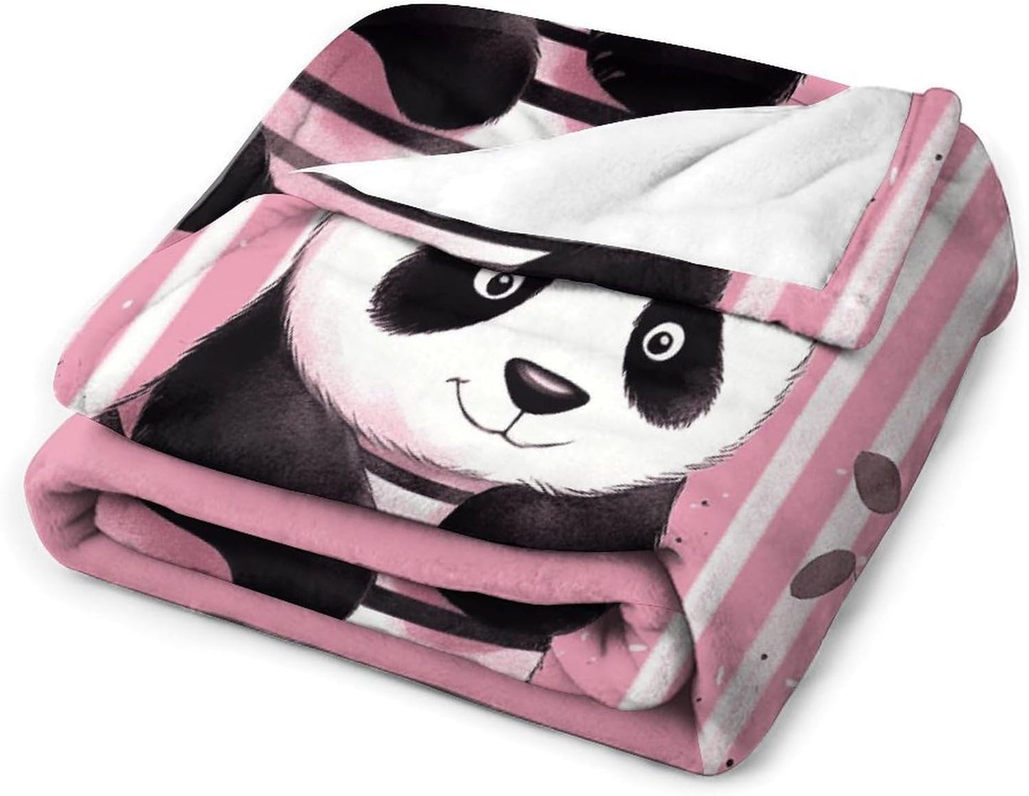 Pink Striped Panda Throw Blanket for Couch Super Soft Warm Lightweight Throw Blankets Cozy Flannel Bed Blanket Cute Decorative Blankets for All Seasons Home Decor Gift 30"*40"（76 * 100cm）