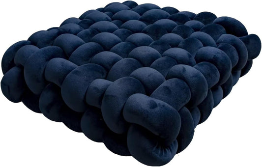 Knot Pillow Meditation Cushion Large Floor Cushions for Sitting Funky Throw Pillow Chair Pillows Soft Pads Square Knotted Seat Cushions Home Decoration Living Room Bedroom Sofa Couch Dark Blue