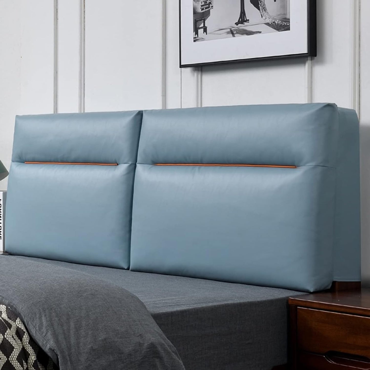 Upholstered Headboard Reading Pillow,Faux Leather Bed Rest Positioning Support Pillow,Perfect Lumbar Cushion Suitable for Bed with headboard,Removable Cover(Can Be Customized)