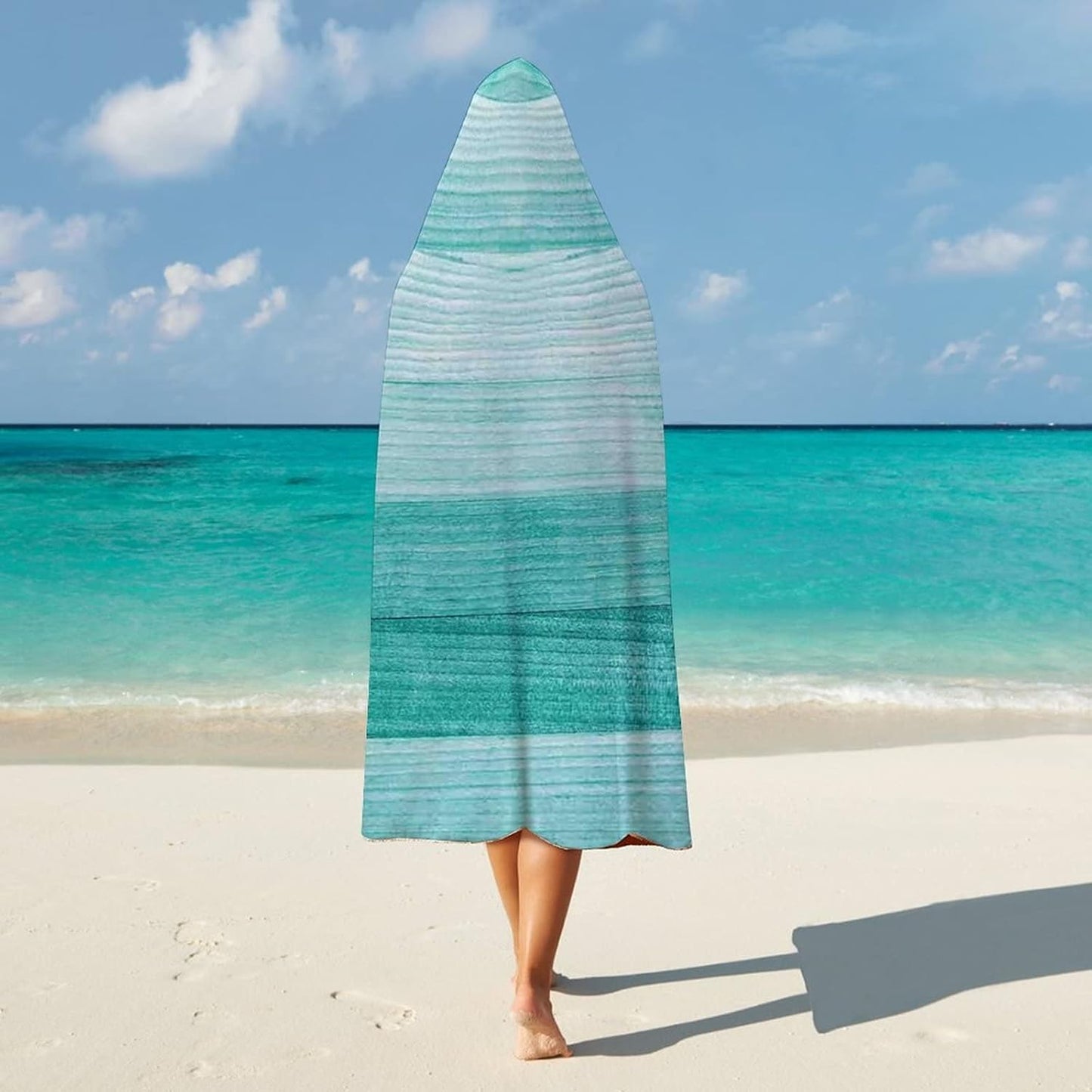 Throw Blankets, Teal Decor Wearable Hooded Blanket for Adults, Painted Wood Texture Penal Horizontal Lines, Soft Warm Cozy, 50 x 60inches, Studying Reading Snuggling Napping Office, Turquoise