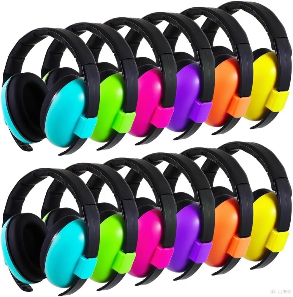 12 Pcs Kids Ear Protection Noise Cancelling Headphones, 27 dB Noise Reduction Headphones Bulk, Adjustable Hearing Protection for Youth and Adults, Sensory Friendly Ear Muffs