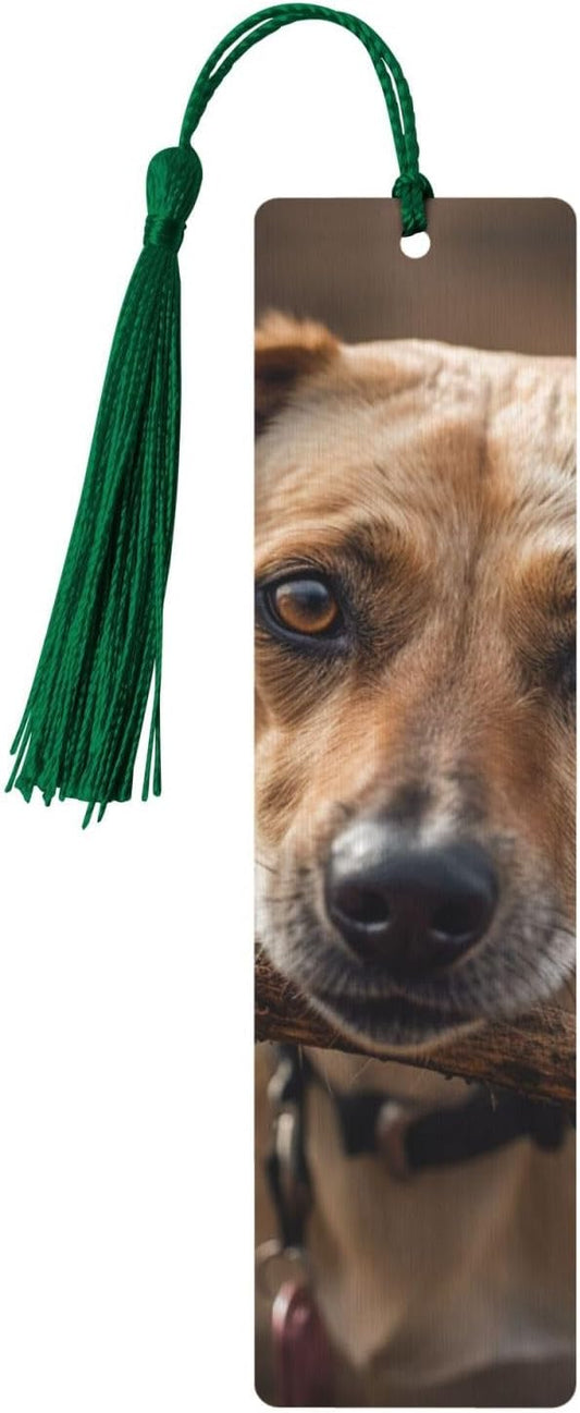 Tree Branch and Dog Bookmarks Gifts for Women Men, Wooden Bookmarks for Book Lovers, Vintage Book Marks Ornaments with Tassel, Unique Personalized Reading Page Markers Dark Green