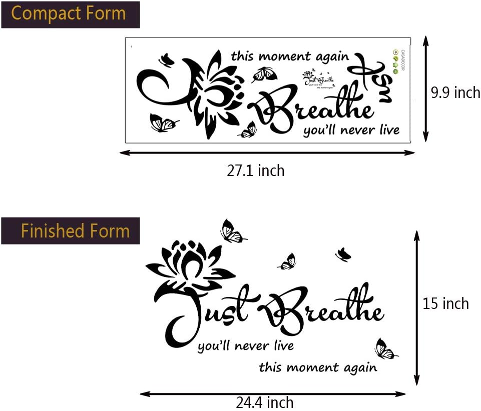 Vinyl Wall Stickers Wall Decor for Living Bedroom Room Yoga Relaxing Nursery House Wall Decals Quotes Inspirational Just Breathe Art Decor Home Decoration.