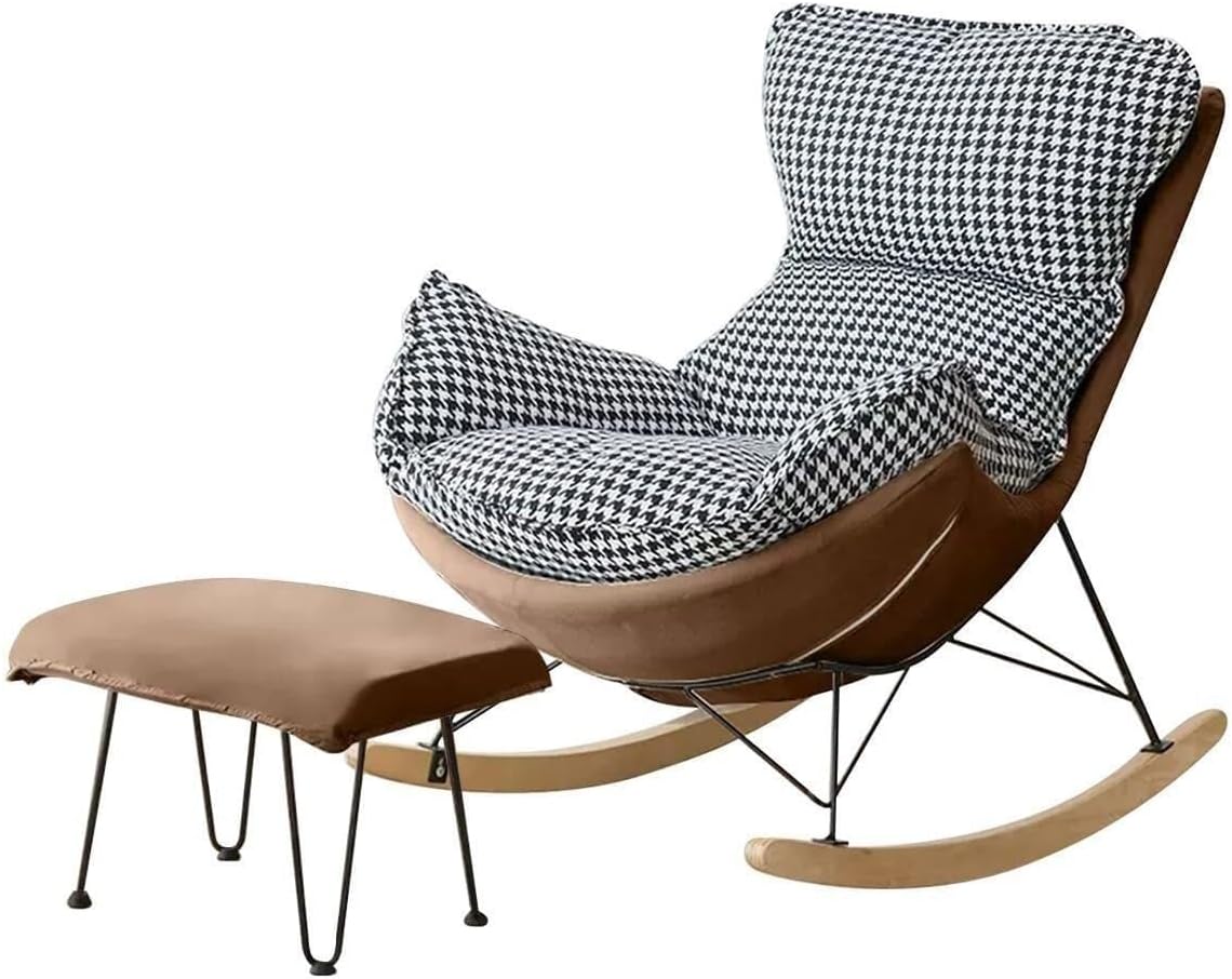LSLYTQ Living Room Reclining Rocking Chair, Rocking Chair with Foot Stool, Balcony Relaxing Chair, Armchair, Soft Leather Chair, Bedroom Lounge Living Room Reading Chair