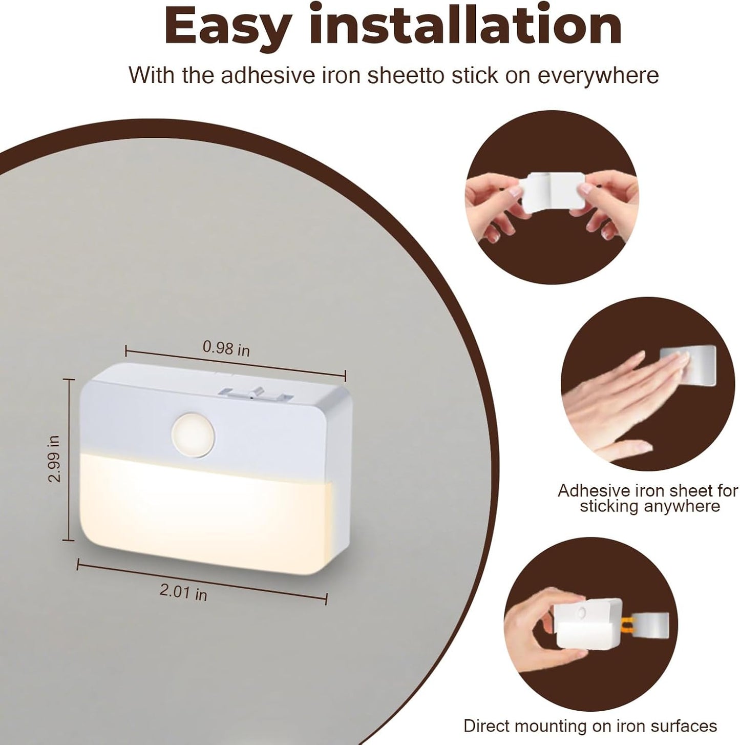 Motion Sensor Night Light Indoor, Rechargeable LED Stair Lights, Warm White Stick-On Wireless Closet Lights, Battery Operated Hallway, Cabinet, Bedroom, Kitchen Lamp