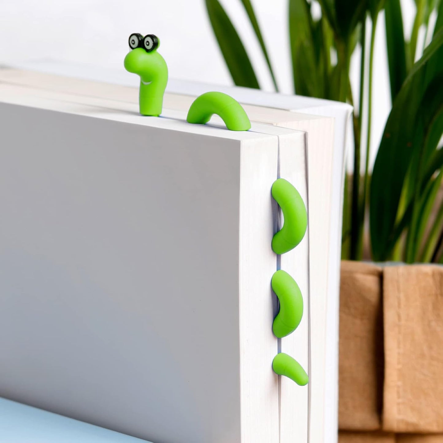 Clip Bookmarks for Kids Students Women and Men - Wally The Bookworm Cool Cute Bookmark and Page Holder Unique Gift Idea - Funny Book Marker and Reading Accessory for Book Lovers (Green)