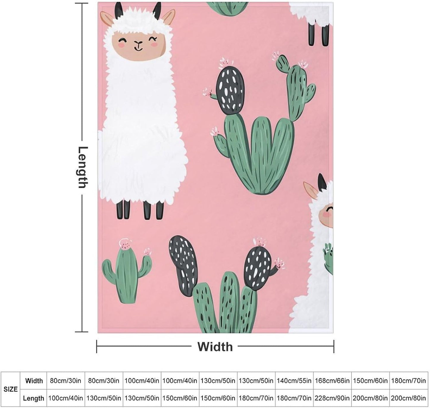 Cute Alpaca Throw Blanket for Couch Bed Plush Cozy Fuzzy Flannel Blanket for All Season 55"x70"
