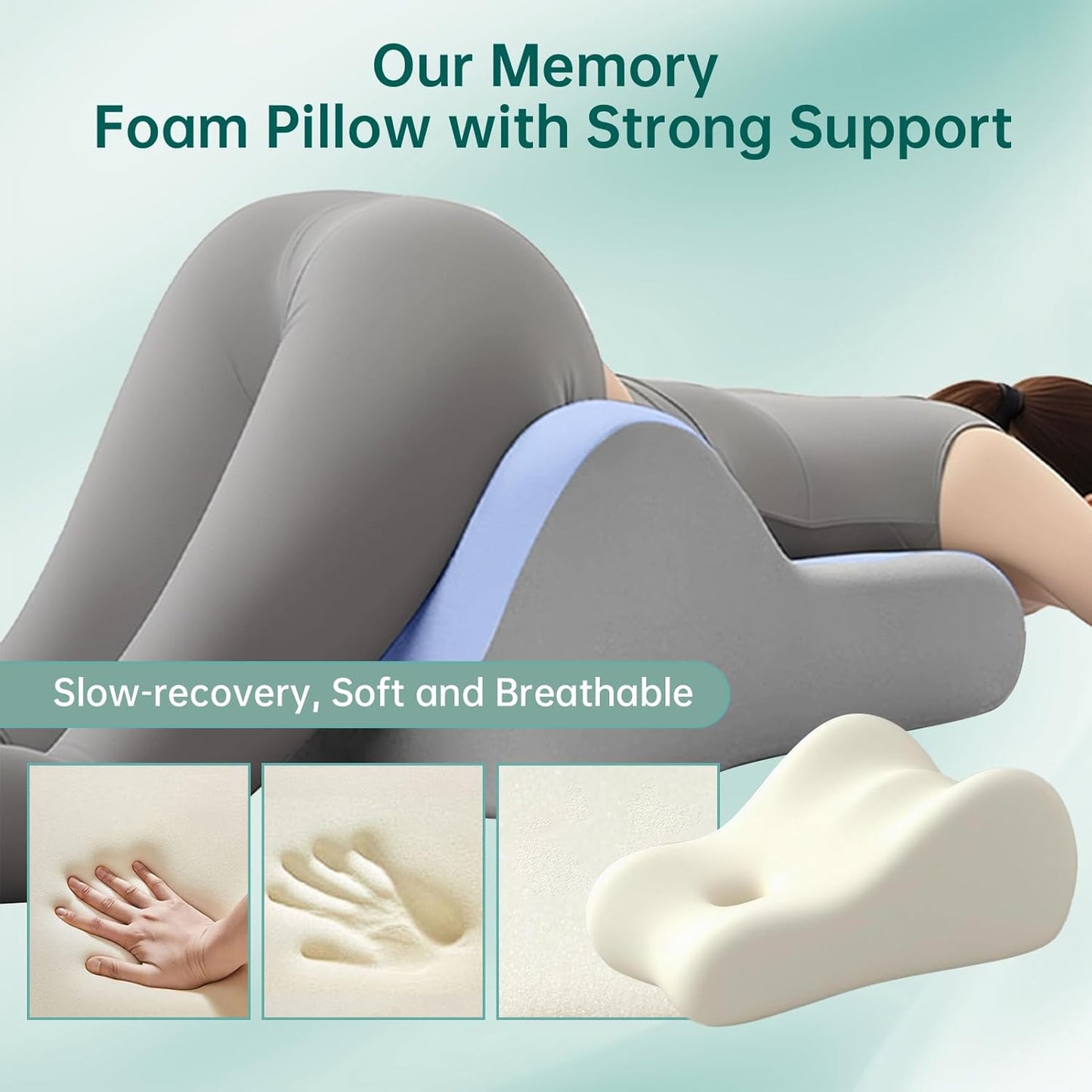 Memory Foam Wedge Pillow Intimacy Couples Pillow, Pregnant Ergonomic Contoured Position Pillow for Sleeping & Reading, Multi-Functional Bed Pillow Back Support Cushion Blue