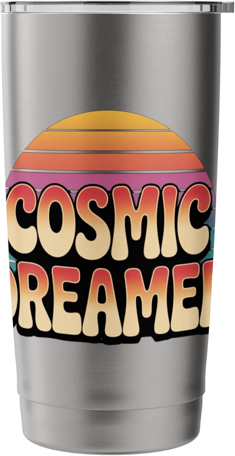 Cosmic Dreamer Retro Sunset Logo Vintage Style Stainless Steel Insulated Tumbler