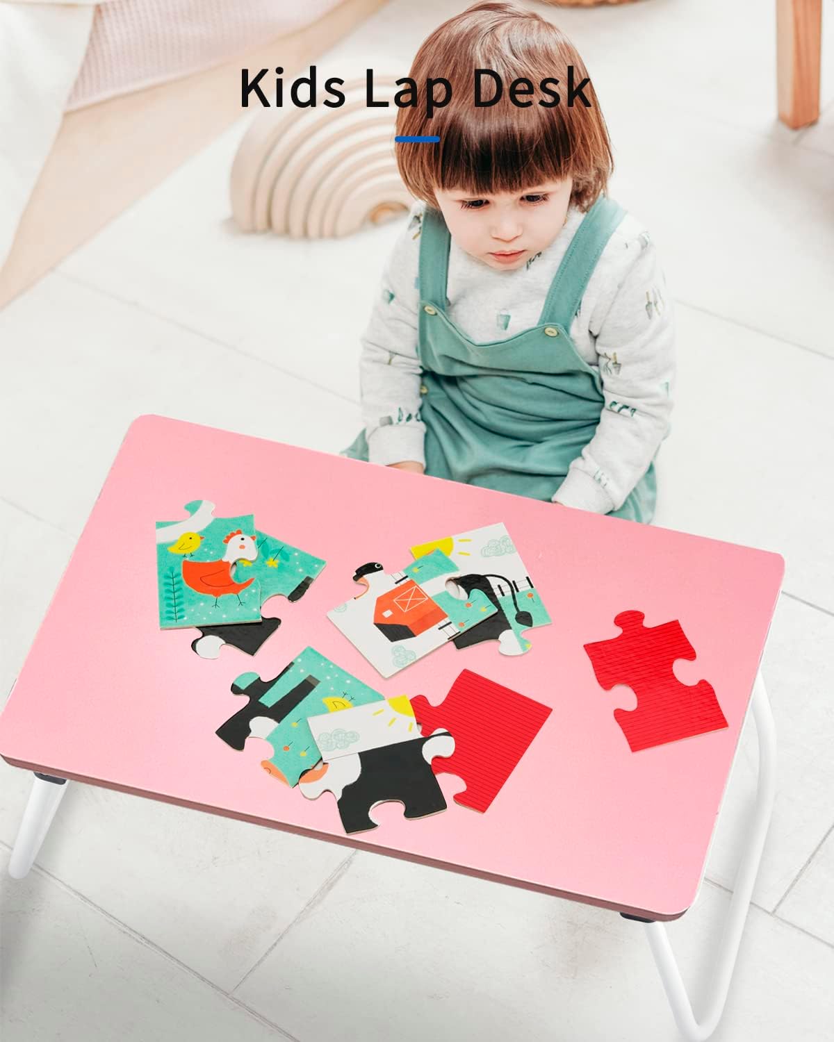 Ruxury Folding Lap Desk Laptop Stand Bed Desk Table Tray, Breakfast Serving Tray, Portable & Lightweight Mini Table for Sofa Couch Floor - Pink