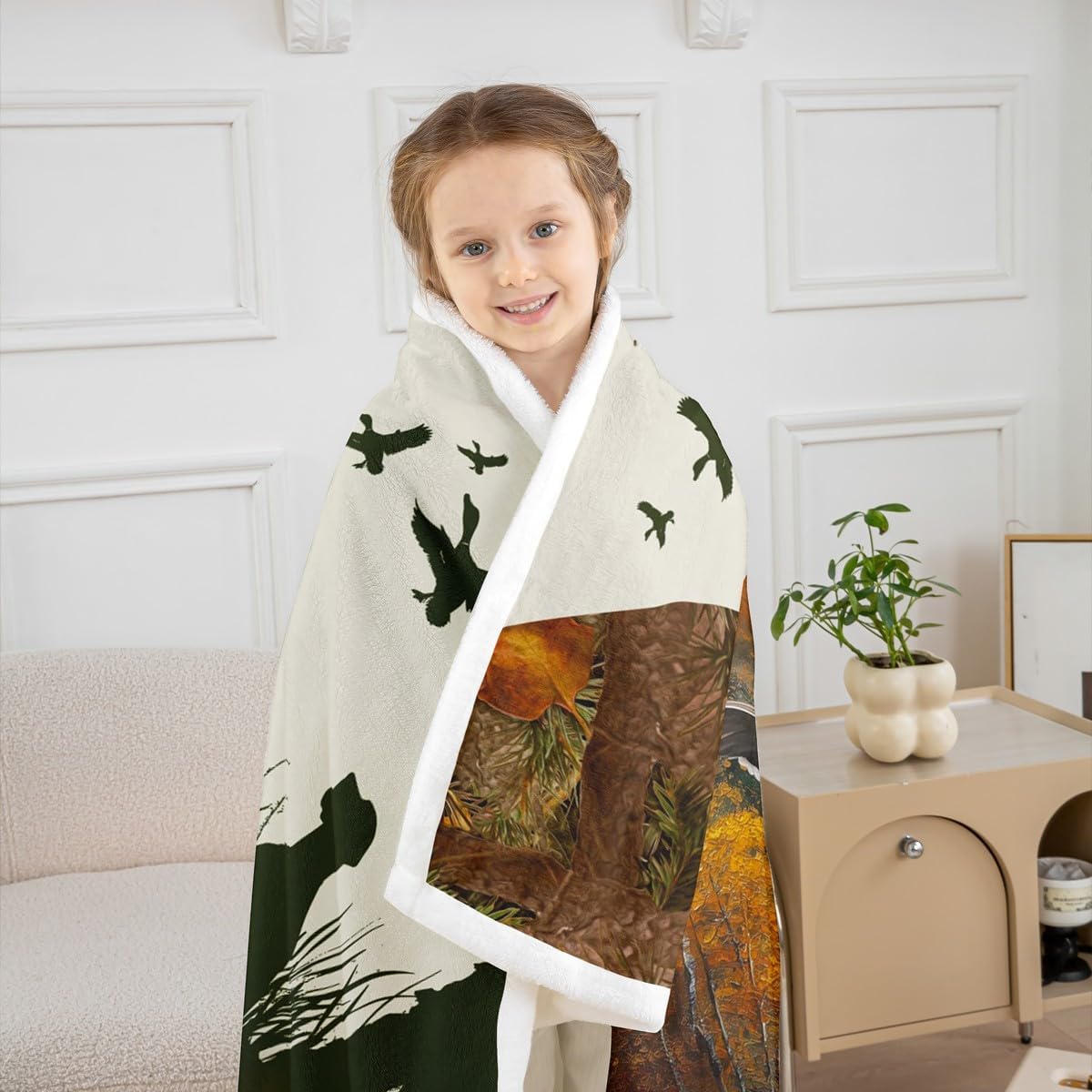Erosebridal Duck Hunting Throw Blanket - Wild Animal Mallard Theme Fleece 50"x60" - Dog Hunter Wildlife Flying Fuzzy Sherpa for Rustic Farmhouse