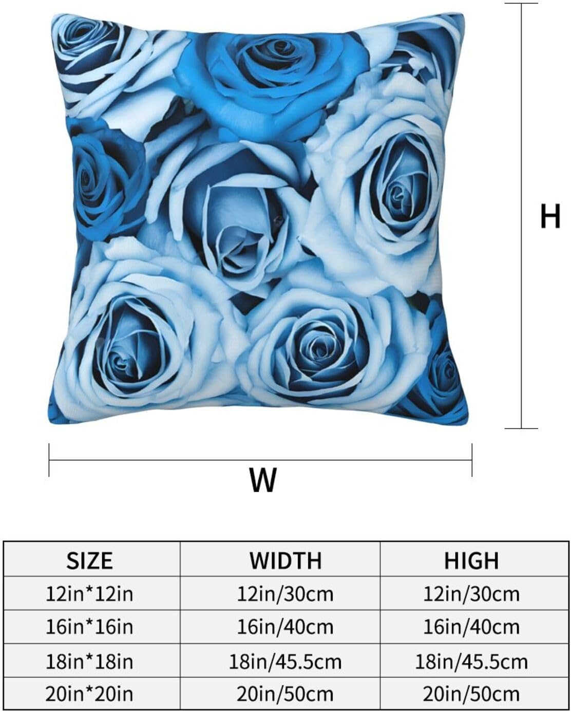 All-Season Square Pillow Covers 18"X18", Turquoise Rose, Decorative Throw Pillow Covers for Sofa Bed Couch, Hidden Zipper Cushion Cover, Square Lumbar & Accent Pillowcases for Home Decor