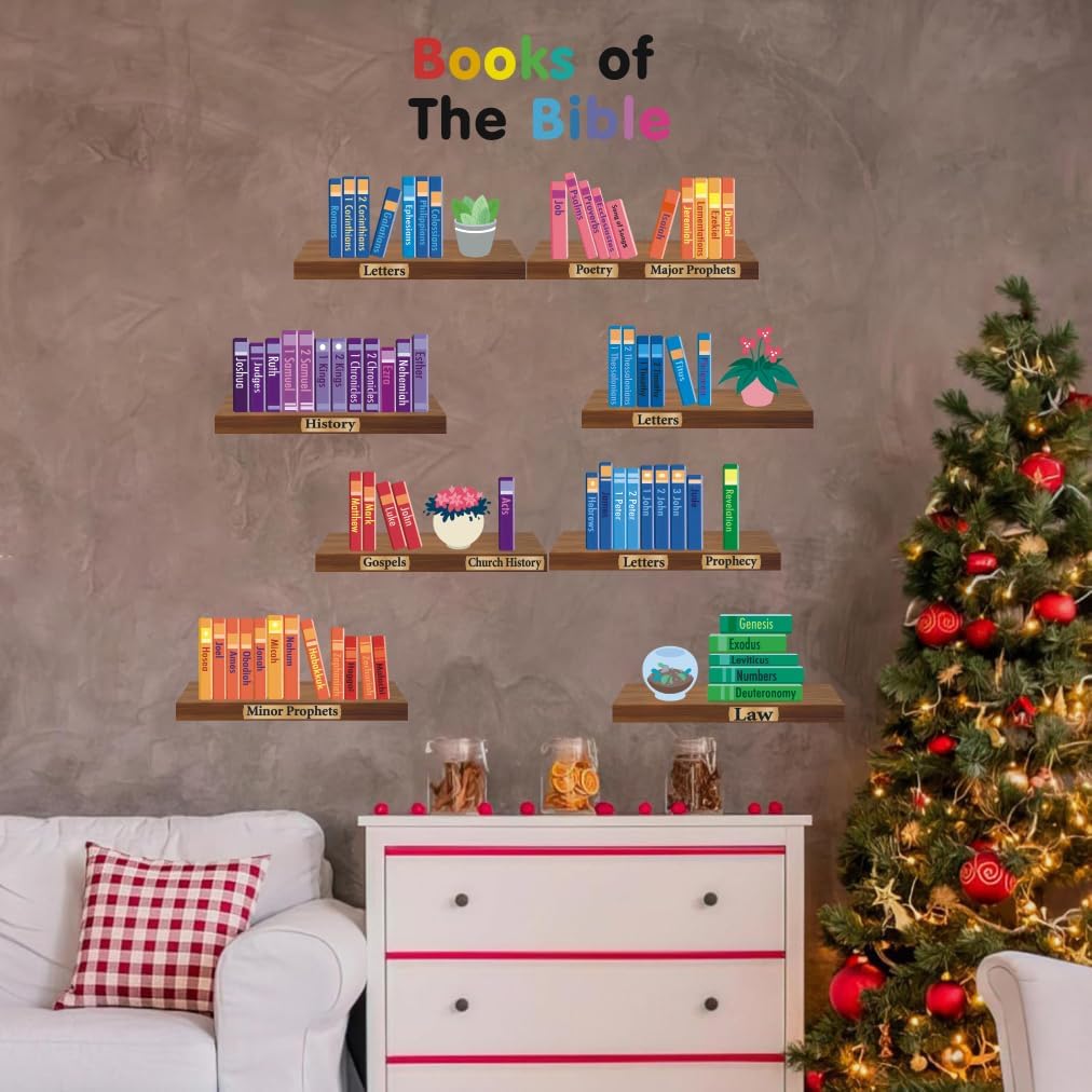 IARTTOP Book of Bible Wall Decor Sunday School Decorations for Christian Classroom Decor Book of The Bible Poster Wall Decal Bible Religious Wall Sticker for Door Bulletin Board Kids Room Decoration