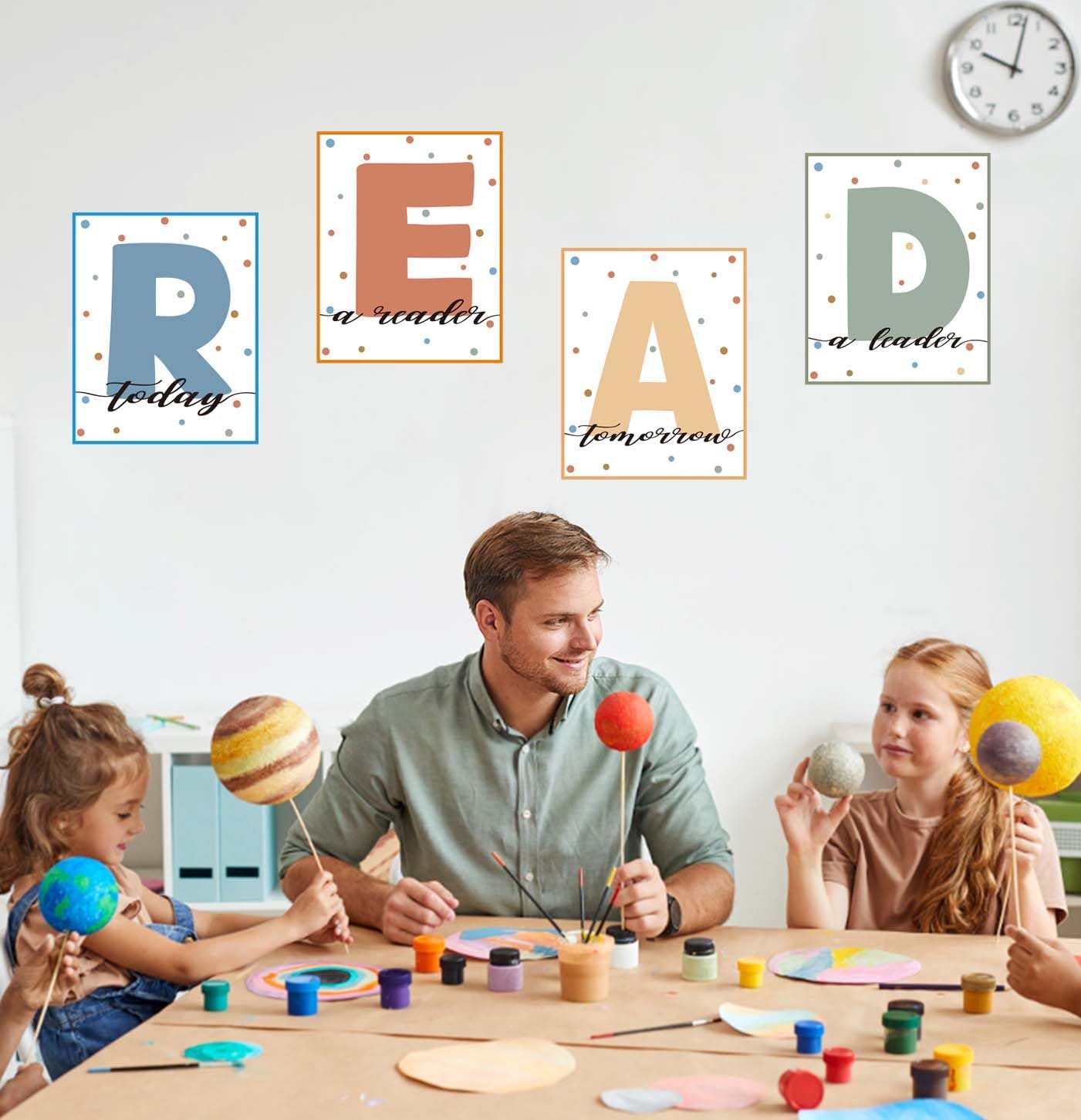 AVXINSOK Boho Reading Posters for Classroom Decorations Read Sign Bulletin Board Set for Pre-School Elementary Middle School Reading Room Library Wall Decor